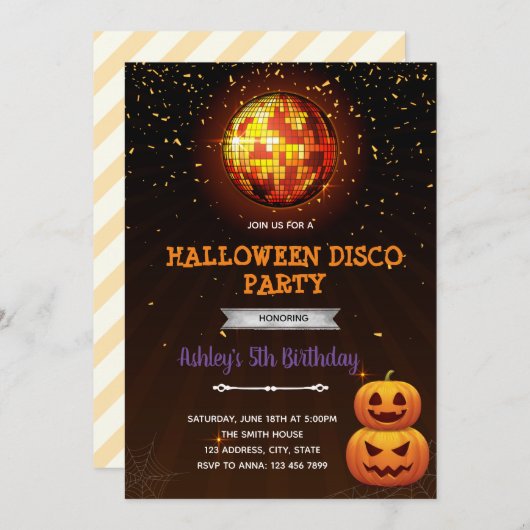 ハロウィンディスコの招待状 サンキューカード (正面/裏面)