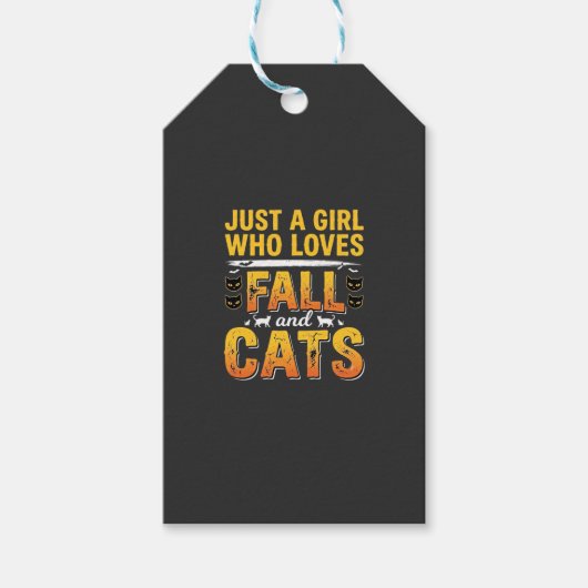 ハロウィンデザインの秋の猫の女の子 1 ギフトタグ (正面)