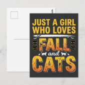 ハロウィンデザインの秋の猫の女の子 1 ポストカード (正面/裏面)