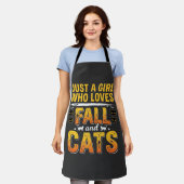 ハロウィンデザインの落ちる猫の女の子_1 エプロン (着用した状態)