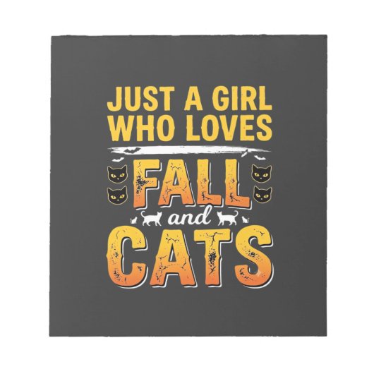 ハロウィンデザインの落ちる猫の女の子_1 ノートパッド (正面)
