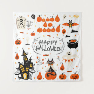 ハロウィンデザインの要素。ハロウィーンのクリップアート タペストリー