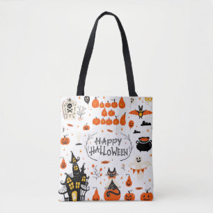ハロウィンデザインの要素。ハロウィーンのクリップアート トートバッグ