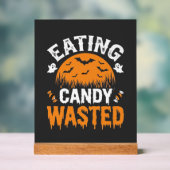 ハロウィンデザイン お菓子を食べ過ぎ_1 アクリルサイン (ニュートラル)