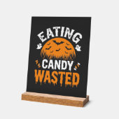 ハロウィンデザイン お菓子を食べ過ぎ_1 アクリルサイン (傾斜)