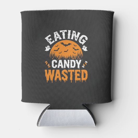 ハロウィンデザイン お菓子を食べ過ぎ_1 缶クーラー (正面)