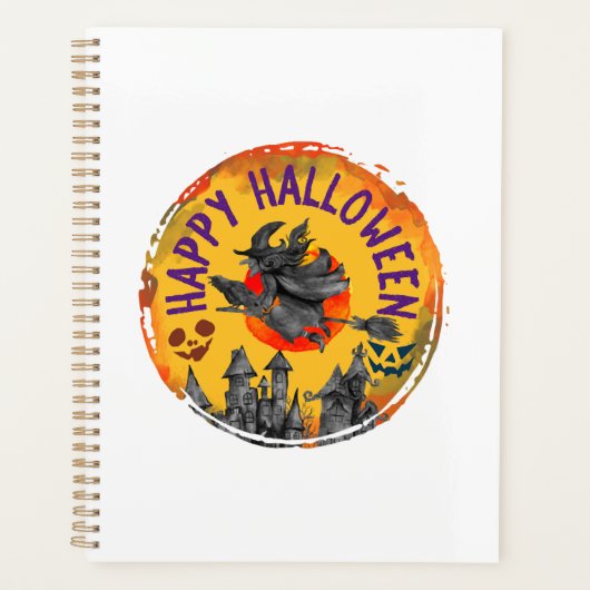 ハロウィンデザイン ハッピーハロウィン 魔法使い プランナー手帳 (正面)