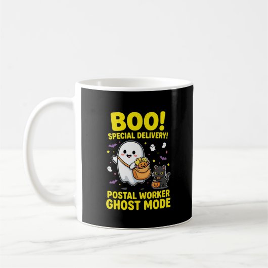 ハロウィンデザイン 郵便局員ゴーストモード_1 コーヒーマグカップ (左)