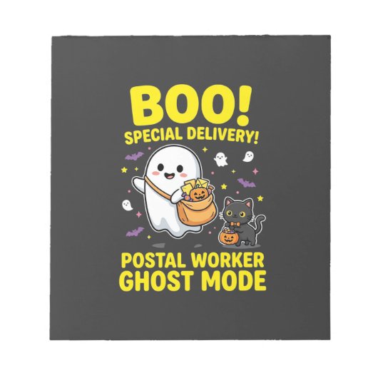 ハロウィンデザイン 郵便局員ゴーストモード_1 ノートパッド (正面)