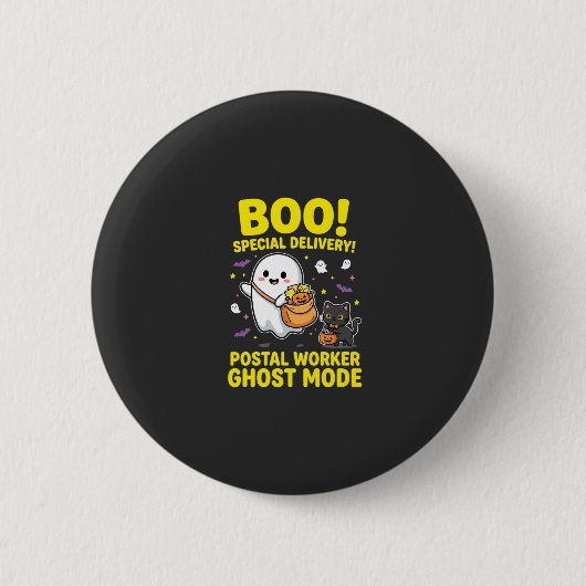 ハロウィンデザイン 郵便局員ゴーストモード_1 缶バッジ (正面)