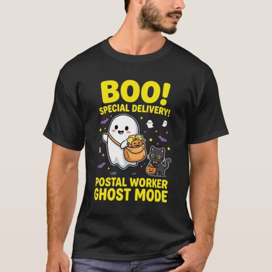 ハロウィンデザイン 郵便局員ゴーストモード_1 Tシャツ (正面)