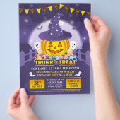 ハロウィントランクまたはトリートカワイカボチャイベント チラシ (手)