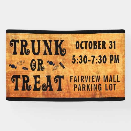 ハロウィントランクまたはブラックオレンジを治療 横断幕 (横)