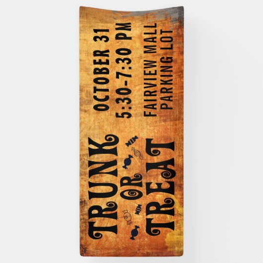 ハロウィントランクまたはブラックオレンジを治療 横断幕 (縦)