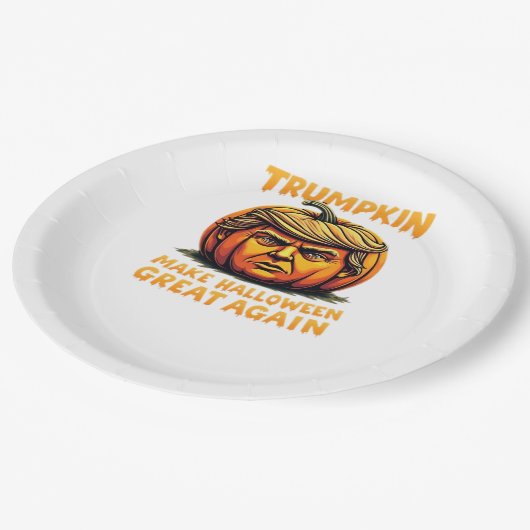 ハロウィントランプキンがハロウィーンを再素晴らし作 ペーパープレート (アングル)