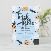 ハロウィントリックオアスリー 3歳の誕生日パーティー 招待状 (スタンド正面)