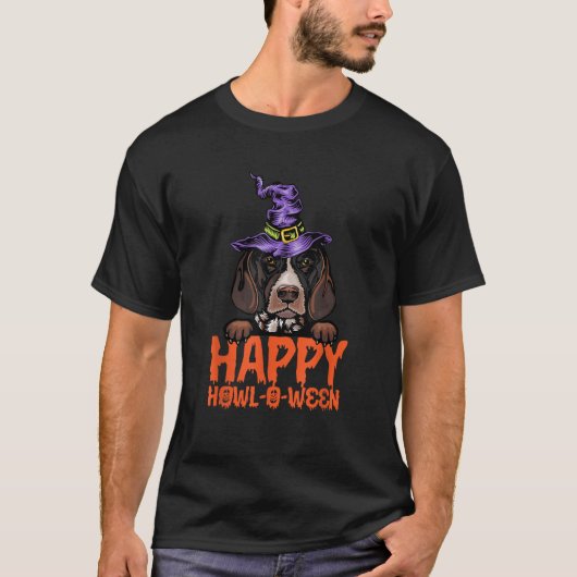 ハロウィンドイツショートポインタGSP犬 Tシャツ (正面)