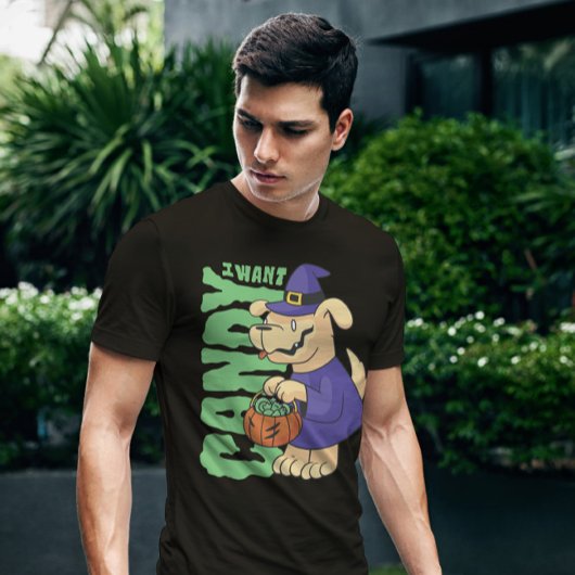 ハロウィンドッグキャンディ引用文 Tシャツ