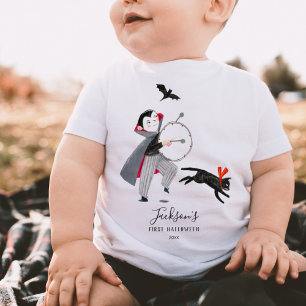 ハロウィンドラキュラグレーベビー ベビーTシャツ