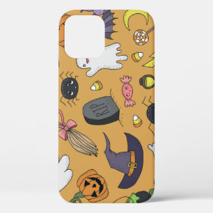 ハロウィンドールオブジェクトのシームレスなパターン iPhone 12ケース