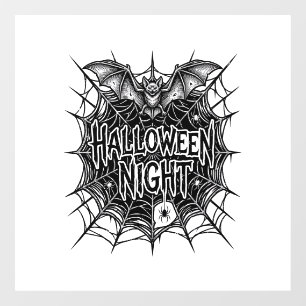 ハロウィンナイトコウモリクモの巣ビンテージTシャツデザイン ウィンドウサイン
