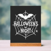 ハロウィンナイトコウモリクモの巣ベクター デザイン_1 アクリルサイン (ニュートラル)