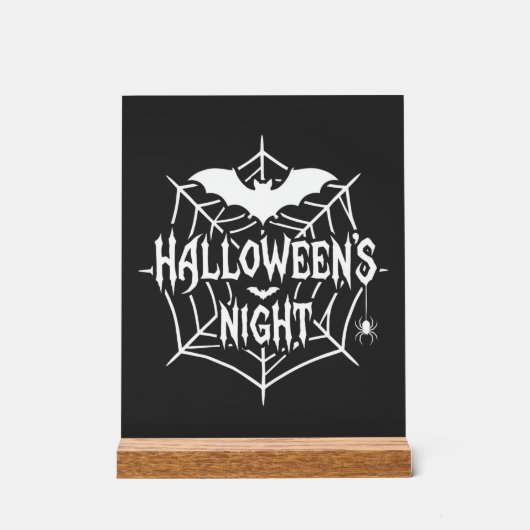 ハロウィンナイトコウモリクモの巣ベクター デザイン_1 アクリルサイン (正面)