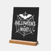 ハロウィンナイトコウモリクモの巣ベクター デザイン_1 アクリルサイン (傾斜)