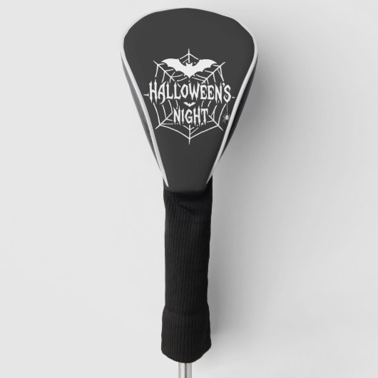 ハロウィンナイトコウモリクモの巣ベクター デザイン_1 ゴルフヘッドカバー (正面)