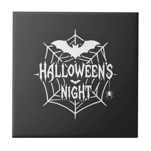 ハロウィンナイトコウモリクモの巣ベクター デザイン_1 タイル (正面)