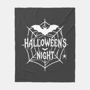 ハロウィンナイトコウモリクモの巣ベクター デザイン_1 フリースブランケット