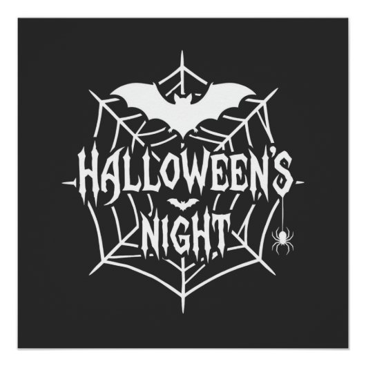 ハロウィンナイトコウモリクモの巣ベクター デザイン_1 ポスター (正面)