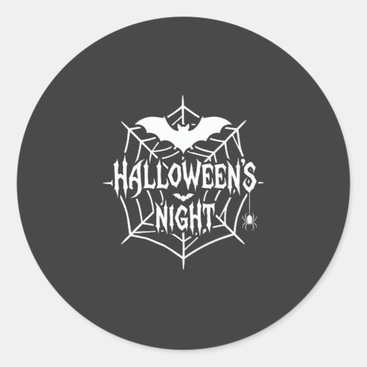 ハロウィンナイトコウモリクモの巣ベクター デザイン_1 ラウンドシール (正面)