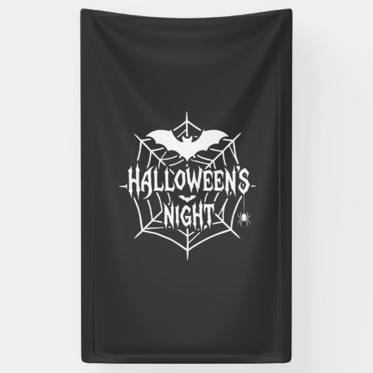 ハロウィンナイトコウモリクモの巣ベクター デザイン_1 横断幕 (縦)