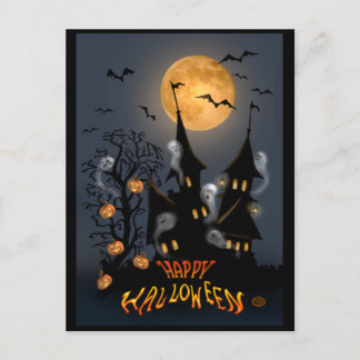ハロウィンナイト幽霊のよく出るヴァンパイア城はがき ポストカード