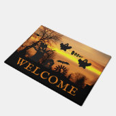 ハロウィンナイト怖い幽霊たちとこうもり歓迎 ドアマット (アングル)