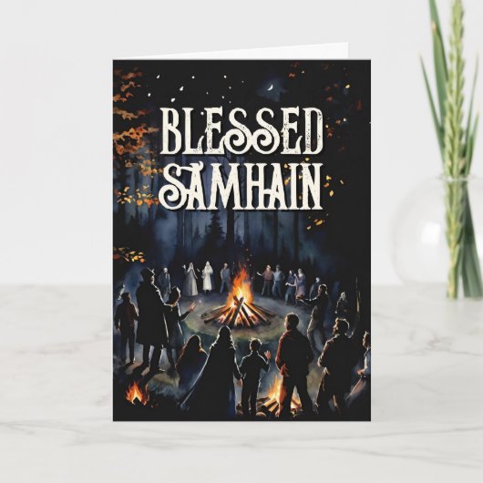 ハロウィンナイト秋フォレストボ異教のンファイアハロウィーン カード (正面)