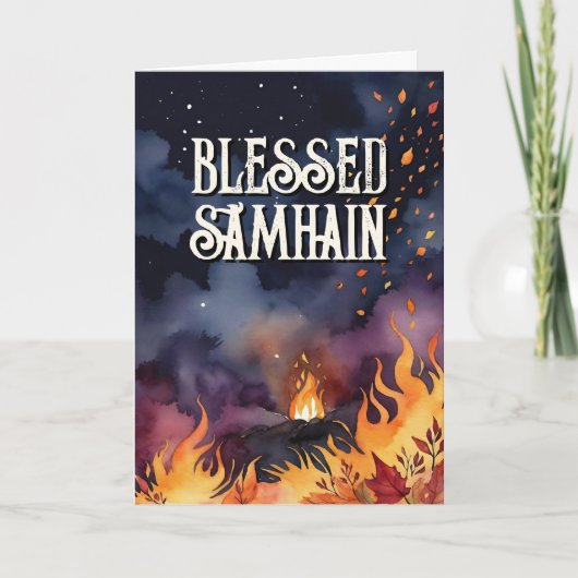 ハロウィンナイト秋フォレストボ異教のンファイアハロウィーン カード (正面)