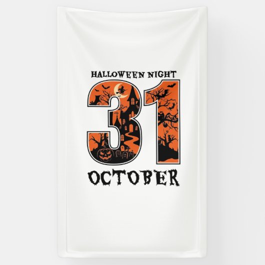 ハロウィンナイト10月お化け屋敷魔女カボチャ 横断幕 (縦)