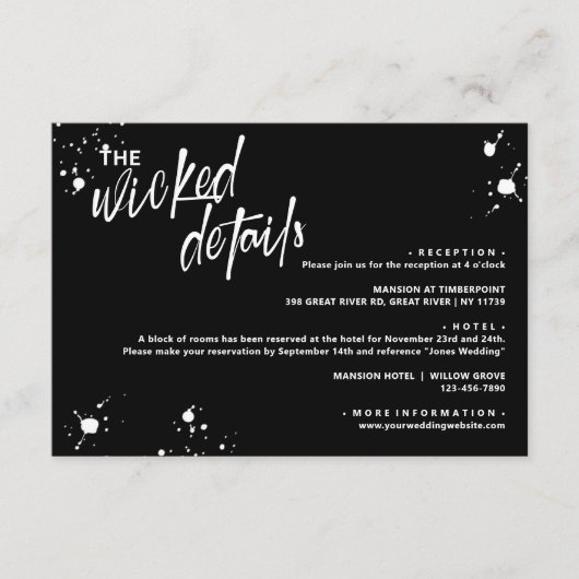 ハロウィンナイト・オブ・ザ・リビング結婚・詳細 エンクロージャーカード (正面)