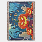 ハロウィンナイト: スプーキーで楽しいアート スローブランケット (正面縦)