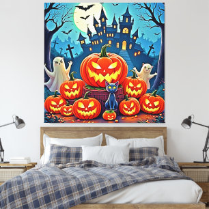 ハロウィンナイト: スプーキーな楽しいアート キャンバスプリント