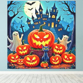 ハロウィンナイト: スプーキーな楽しいアート キャンバスプリント (インサイチュ (ウッドフロア))