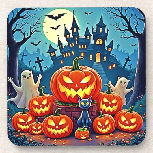 ハロウィンナイト: スプーキーな楽しいアート コースター (正面)