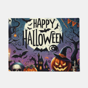 ハロウィンナイト パンプキン、ドクロ & 幽霊の家 ドアマット