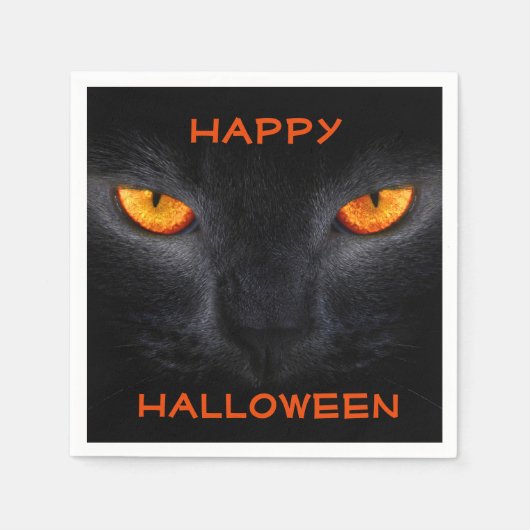 ハロウィンナプキン/黒猫 スタンダードカクテルナプキン (正面)