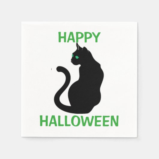ハロウィンナプキン/黒猫 スタンダードカクテルナプキン (正面)
