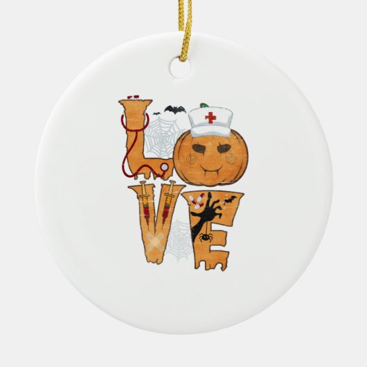 ハロウィンナースのプレゼント セラミックオーナメント (正面)