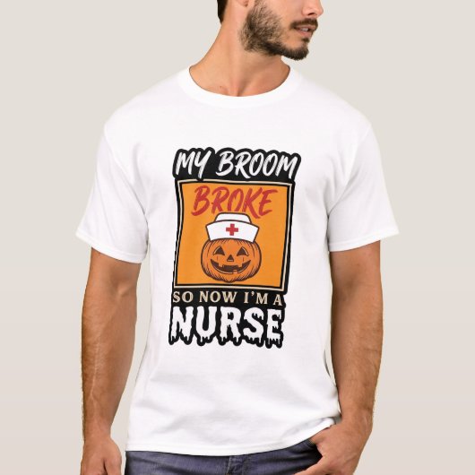 ハロウィンナースカンプキンほうき壊れたヴィンテージTシャツ Tシャツ (正面)