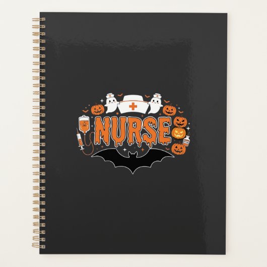 ハロウィンナース垂れるカボチャおばけベクターイラスト プランナー手帳 (正面)